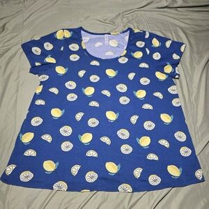LuLaRoe Blue Lemon Print Women's Tee